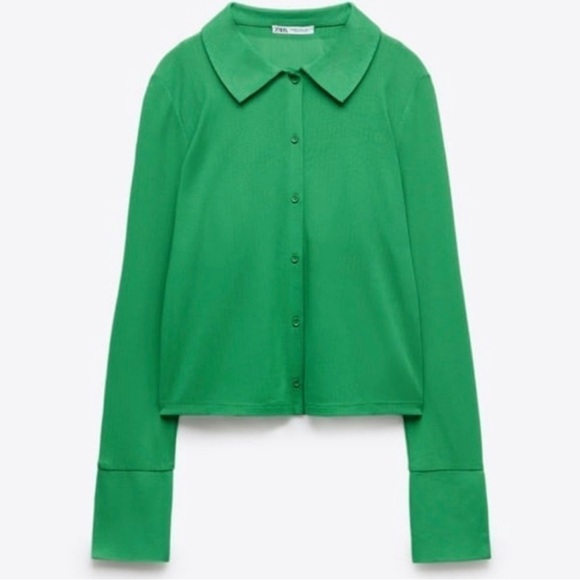 🐢NWT GRASSY GREEN SHIRT WITH INNER BRALETTE - Picture 9 of 9